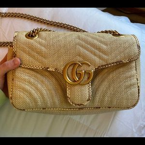 Gucci Marmont Raffia Shoulder Bag